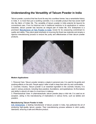 Understanding the Versatility of Talcum Powder in India