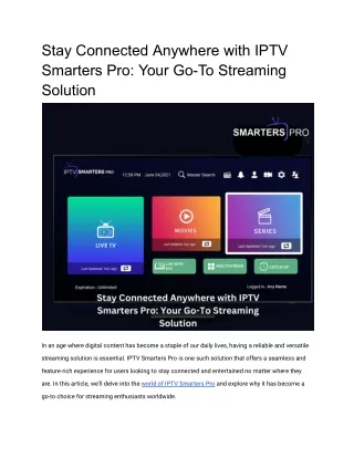 Stay Connected Anywhere with IPTV Smarters Pro_ Your Go-To Streaming Solution