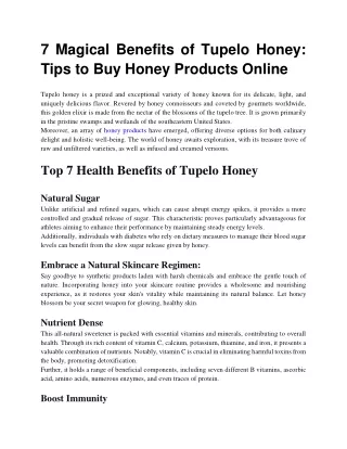 7 Magical Benefits of Tupelo Honey_ Tips to Buy Honey Products Online