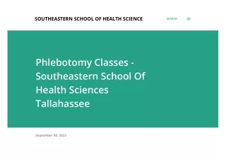 Phlebotomy Classes - Southeastern School Of Health Sciences Tallahassee