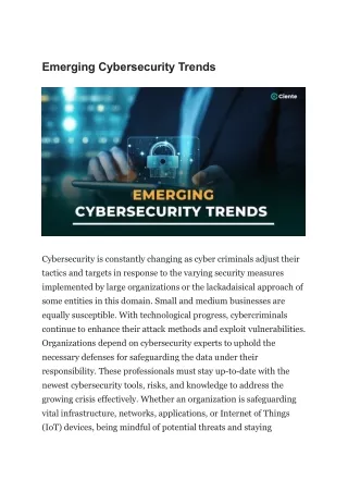 Emerging Cybersecurity Trends