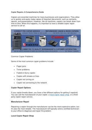 Copier Repairs A Comprehensive Guide  - ctcopiers.com