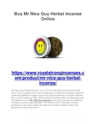 Buy Mr Nice Guy Herbal Incense Online