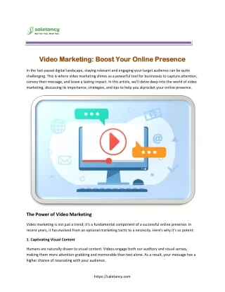 Mastering Video Marketing for Online Domination