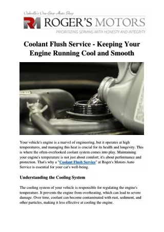 Coolant Flush Service - Keeping Your Engine Running Cool and Smooth