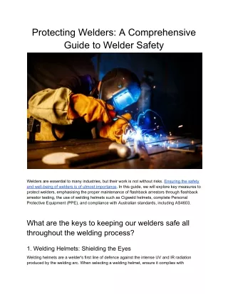 Protecting Welders_ A Comprehensive Guide to Welder Safety