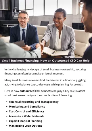 Small Business Financing: How an Outsourced CFO Can Help