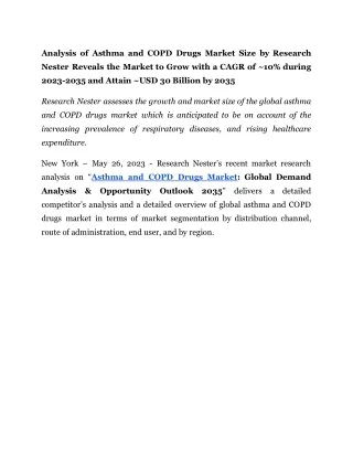 Asthma and COPD Drugs Market