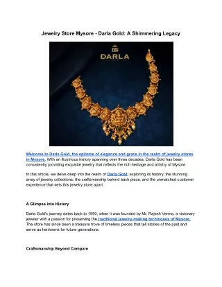 Jewelry Store Mysore - Darla Gold_ A Shimmering Legacy