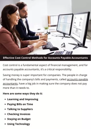 Effective Cost Control Methods for Accounts Payable Accountants