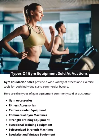 Types Of Gym Equipment Sold At Auctions