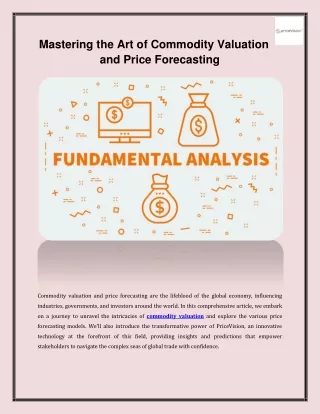 Mastering the Art of Commodity Valuation and Price Forecasting