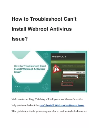 How to Troubleshoot Can't Install Webroot Antivirus Issue?