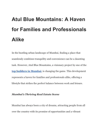 Atul Blue Mountains_ A Haven for Families and Professionals Alike