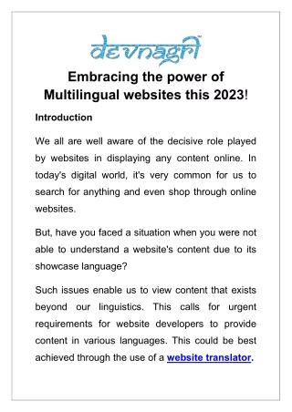 Embracing the power of multilingual websites this 2023!