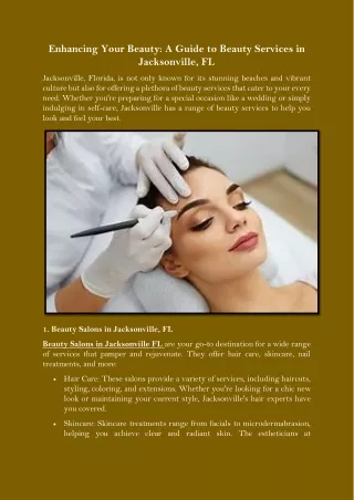 Enhancing Your Beauty A Guide to Beauty Services in Jacksonville, FL