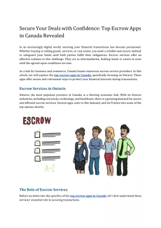 Secure Your Deals with Confidence_ Top Escrow Apps in Canada Revealed