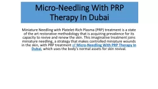 Micro-Needling With PRP Therapy In Dubai