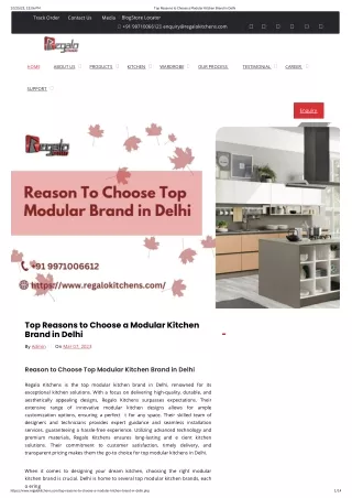 Top Reasons to Choose a Modular Kitchen Brand in Delhi