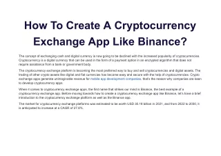 How To Create A Cryptocurrency Exchange App Like Binance