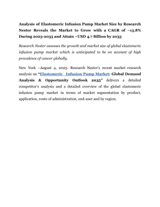 Elastomeric Infusion Pump Market