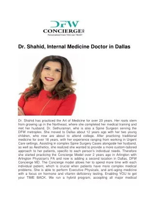 Dr. Shahid, Internal Medicine Doctor in Dallas - DFW Concierge MD