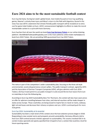 Euro 2024 aims to be the most sustainable football contest