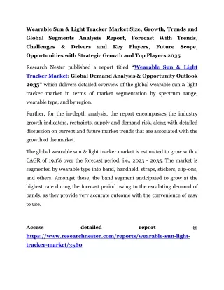 Wearable Sun & Light Tracker Market Forecast With Trends 2035