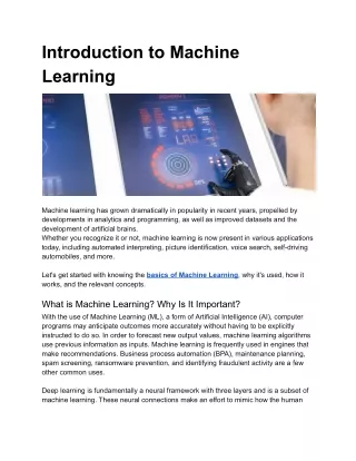 Introduction to Machine Learning