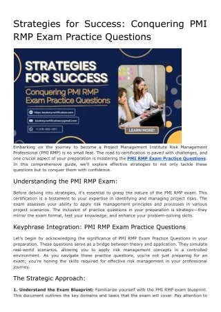 Strategies for Success_ Conquering PMI RMP Exam Practice Questions