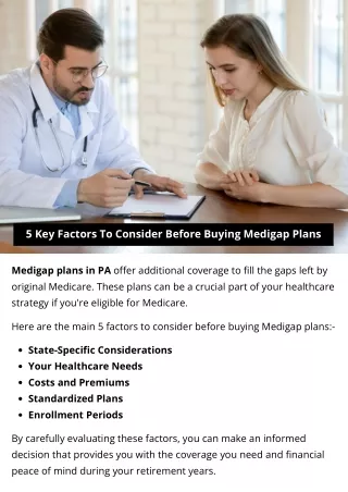 5 Key Factors To Consider Before Buying Medigap Plans