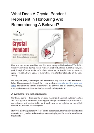 What Does A Crystal Pendant Represent In Honouring And Remembering A Beloved_