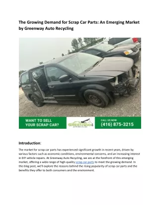 The Growing Demand for Scrap Car Parts_ An Emerging Market by Greenway Auto Recycling