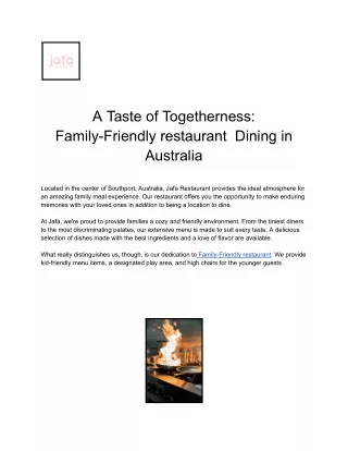 A Taste of Togetherness_ Family-Friendly restaurant  Dining in Australia