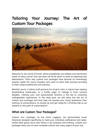 Tailoring Your Journey_ The Art of Custom Tour Packages
