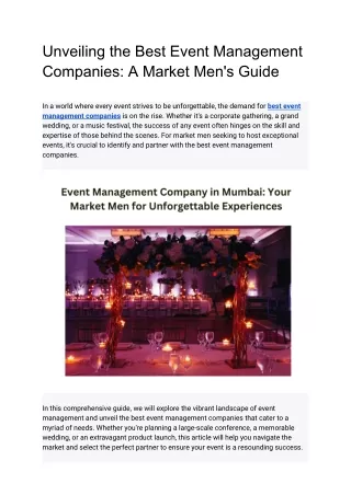 Unveiling the Best Event Management Companies_ A Market Men's Guide