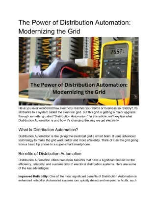 The Power of Distribution Automation_ Modernizing the Grid