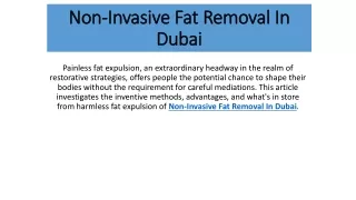 Non-Invasive Fat Removal In Dubai