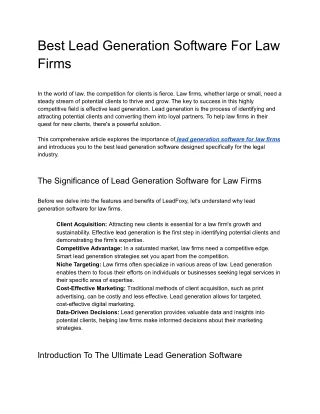 Best Lead Generation Software For Law Firms