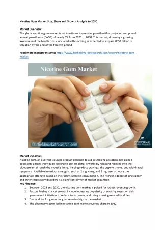 Nicotine Gum Market Size, Share and Growth Analysis to 2030
