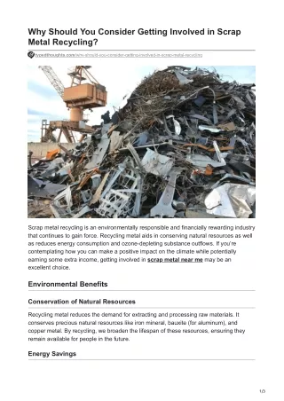 Why Should You Consider Getting Involved in Scrap Metal Recycling