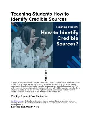 15 Strategies For Identifying Credible Sources For Students | Future Education M