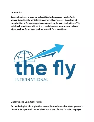 apply for open work permit canada / The Fly International