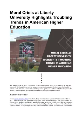 Moral Crisis At Liberty University Highlights Troubling Trends In American Highe