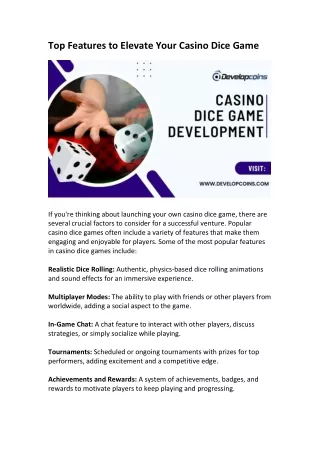 Casino Dice Game Development Company