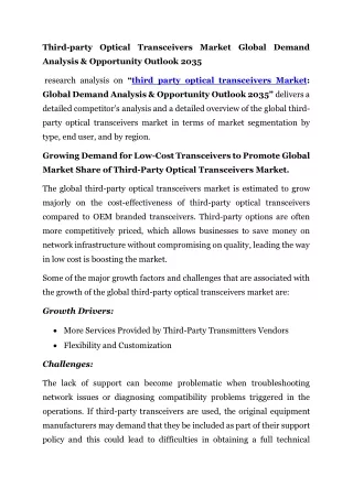 Third Party Optical Transciever Market