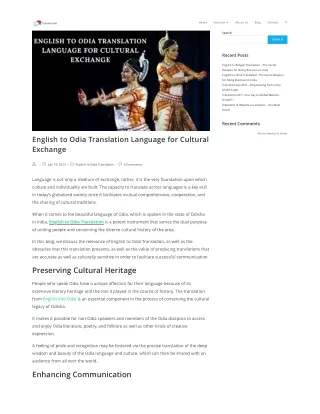 English to Odia Translation Language for Cultural Exchange