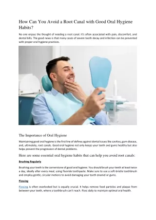How Can You Avoid a Root Canal with Good Oral Hygiene Habits?