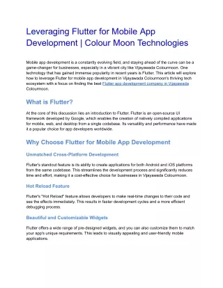 Leveraging Flutter for Mobile App Development _ Colour Moon Technologies