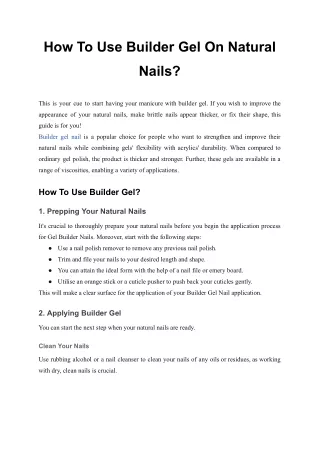 How To Use Builder Gel On Natural Nails